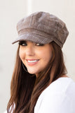 Plaid Newsboy Caps For Women in tan color