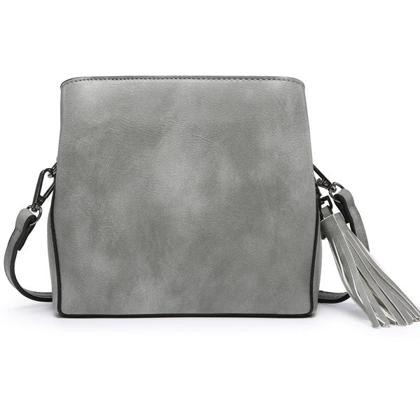 Small Grey Crossbody Bag Triple Multipockets