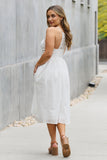 White Birch Full Size Lace Detail Sleeveless Lace White Midi Dress