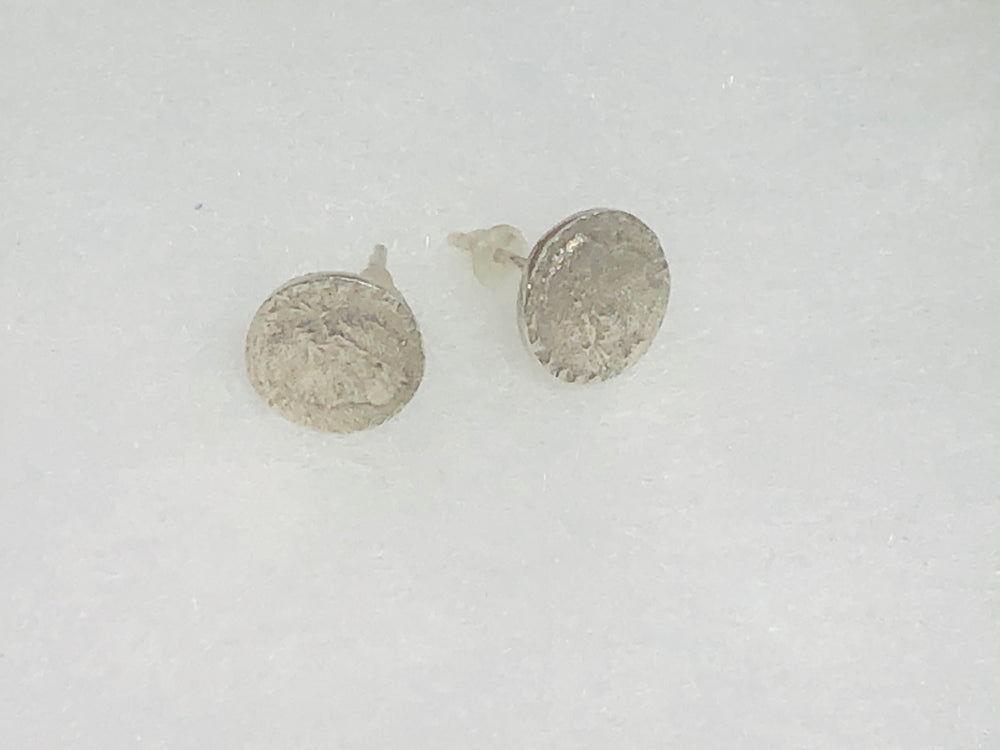 Stud Earrings - Silver Coin