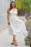 White Birch Full Size Lace Detail Sleeveless Lace White Midi Dress